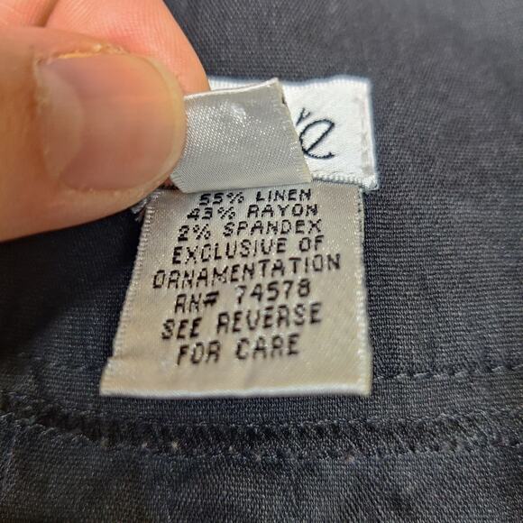 Vintage Cache Pleated Linen Blend Black Full Mini Skirt Small Minimalist 90s Y2K - Picture 8 of 11